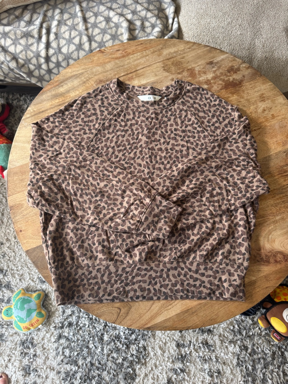 Leopard Print Crewneck Sweater - Brown